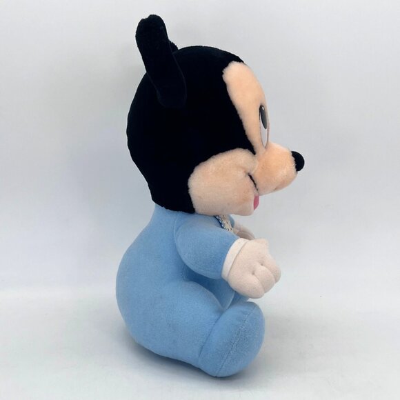 Disney Baby Mickey Mouse Plush Doll In Blue Sleepwear With Bib - Picture 7 of 15